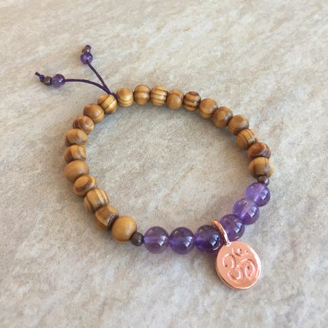 Wood Bracelet Amethyst