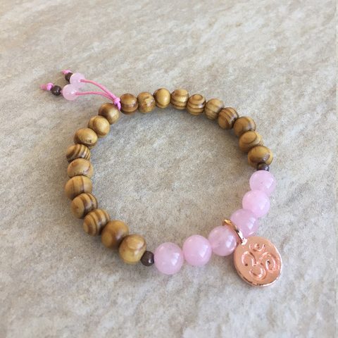 Wood Bracelet Rose Quartz